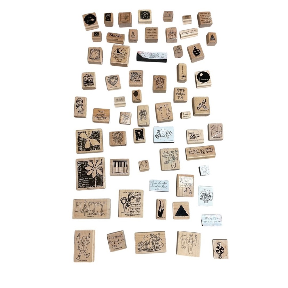 Stampin' Up! Stamps for Making Various Greeting Cards Wood Mount Stamp Set of 60